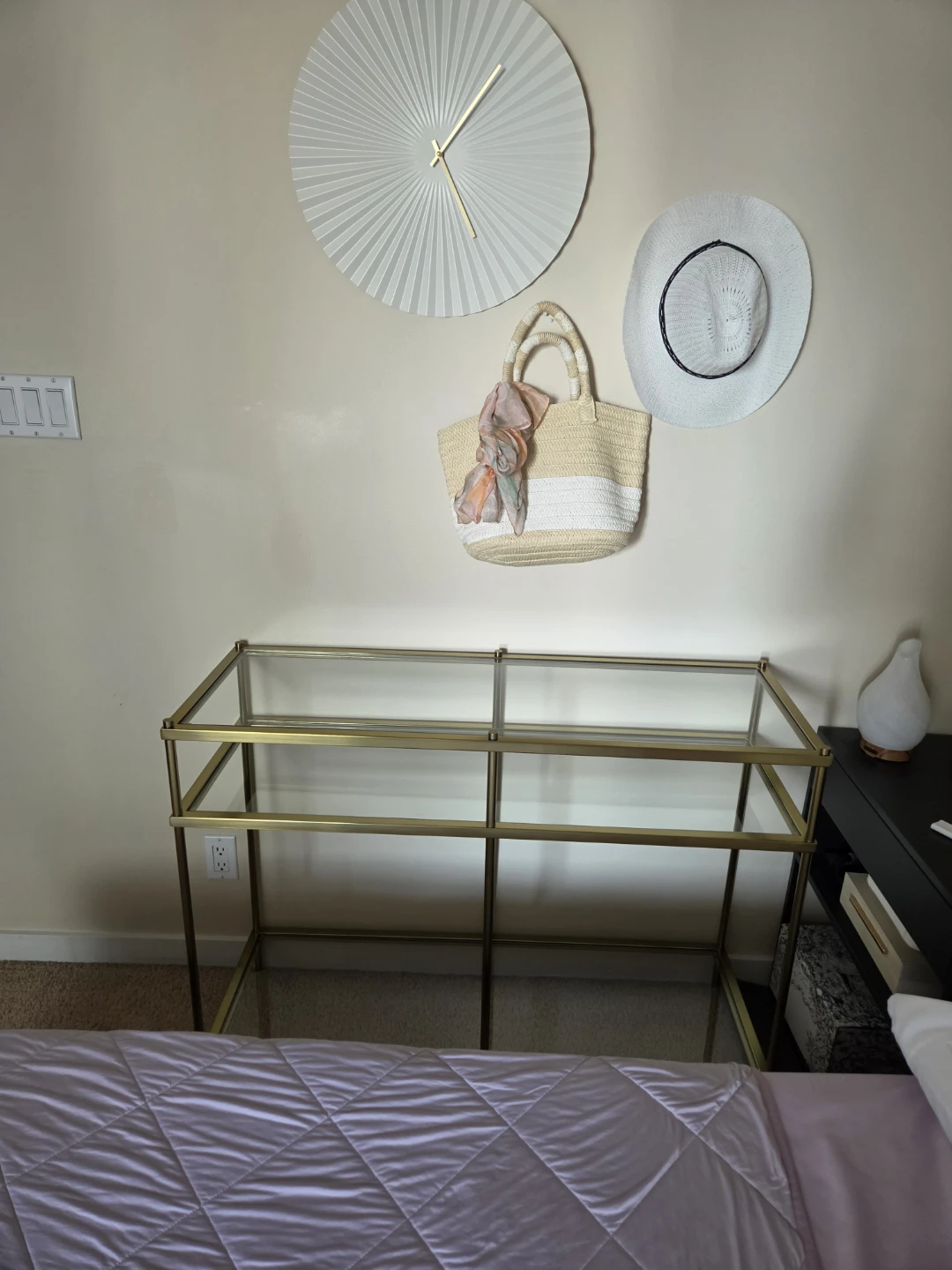 Gold Metal Console Table with Glass Shelves - photo 4