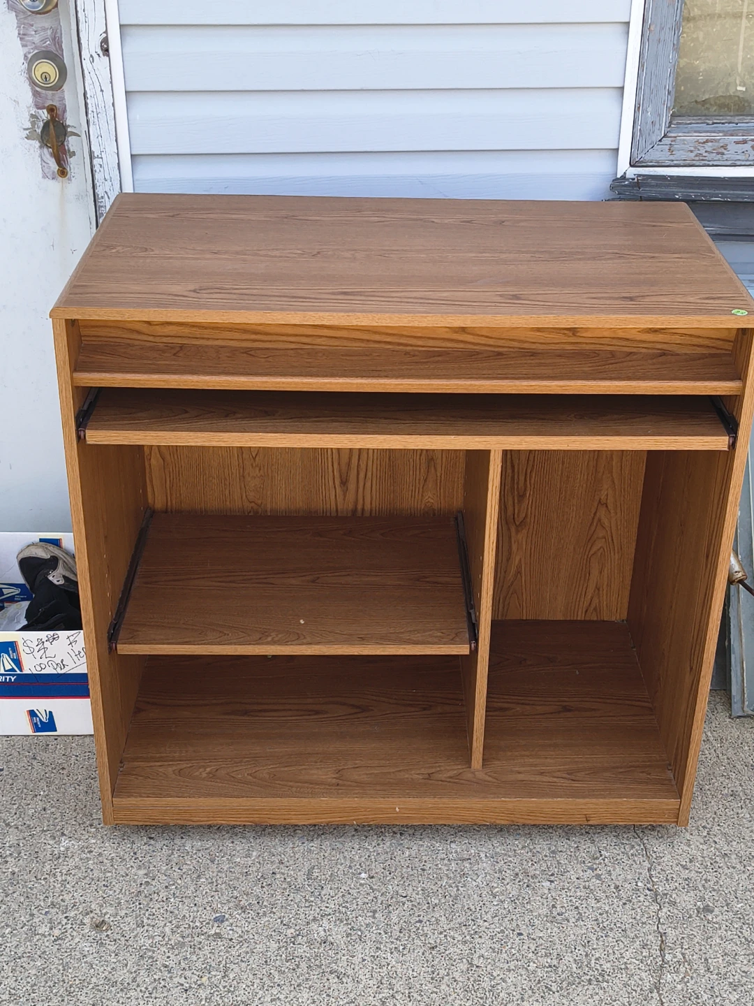 Wooden Computer Desk with Pull-Out Keyboard Tray