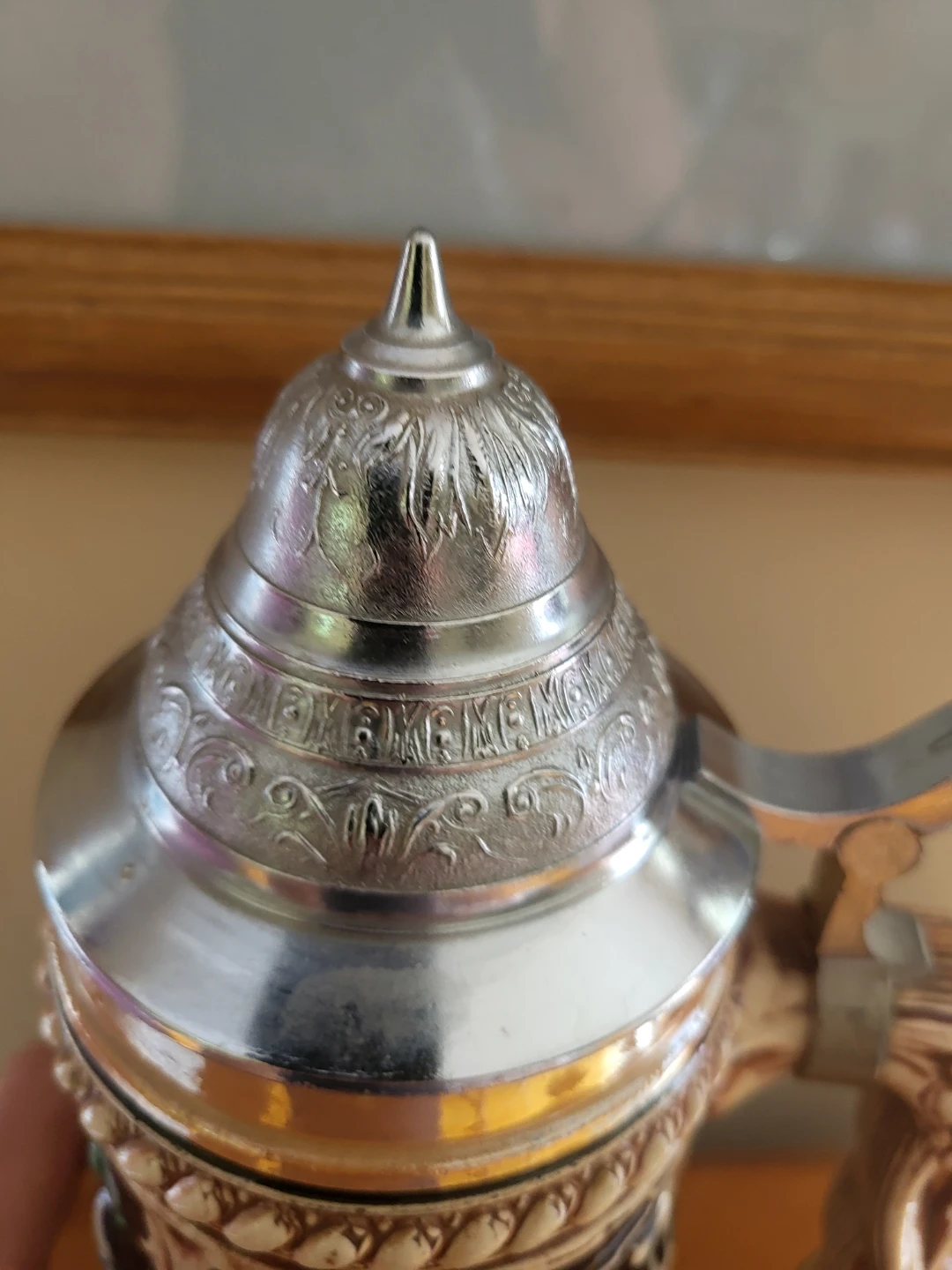 Vintage Ceramic Beer Stein with Pewter Lid - photo 4