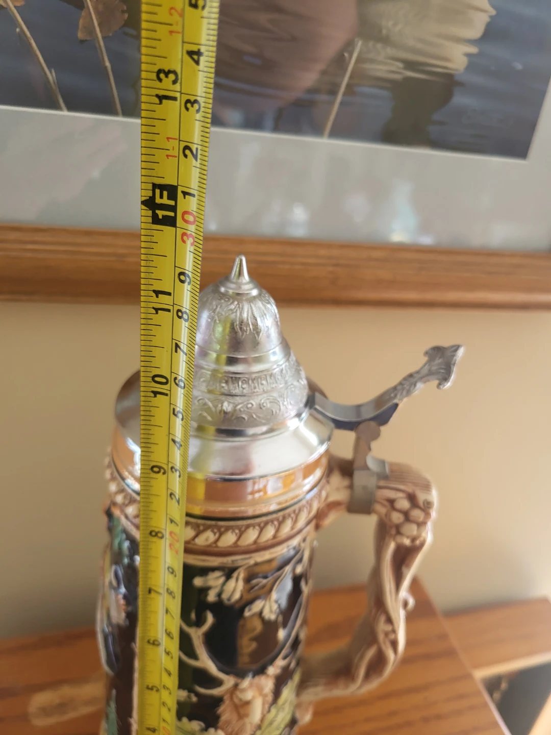 Vintage Ceramic Beer Stein with Pewter Lid - photo 5