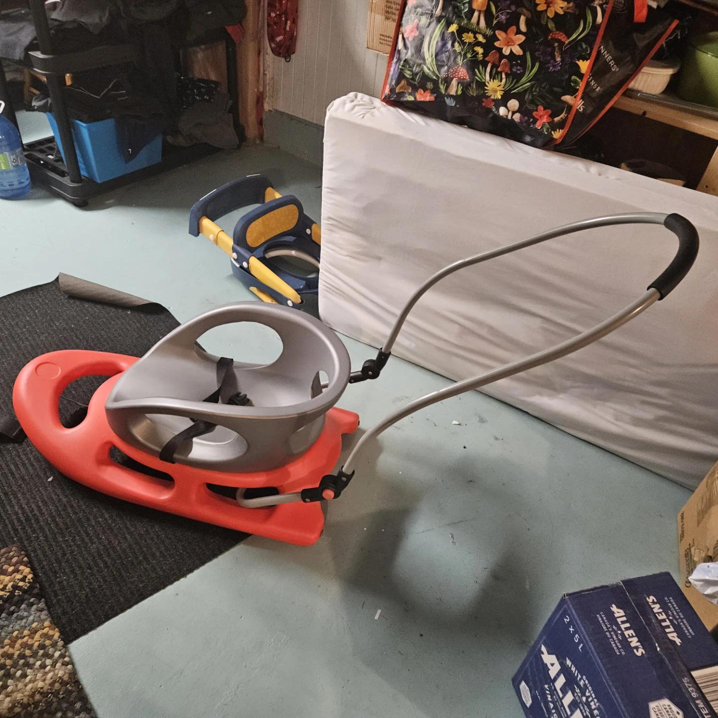 Baby and kids snow sled with push bar
