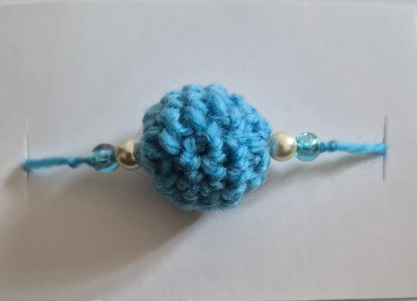 Handmade Crocheted Blue Beaded Rakhi - photo 2