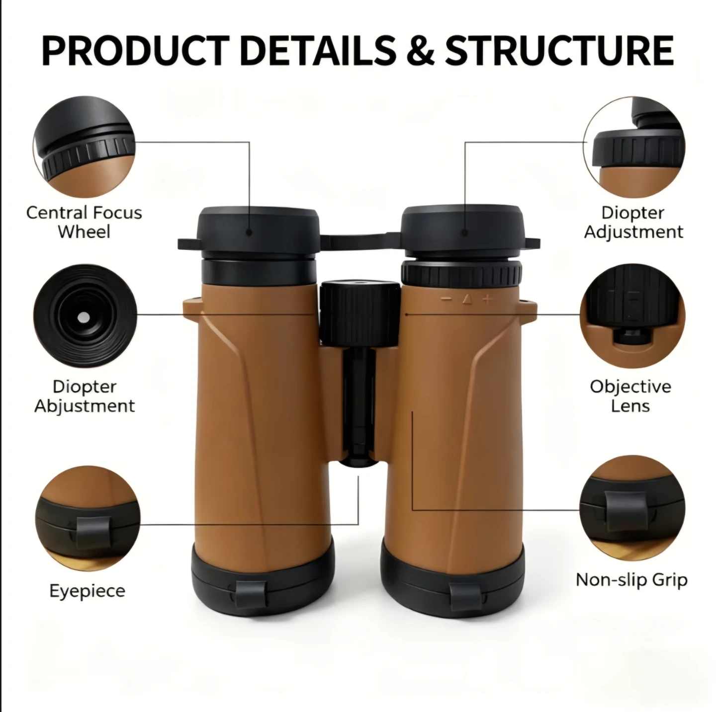 New SUNCORE Crab Brown 10x42 HD Vision Binoculars - photo 3