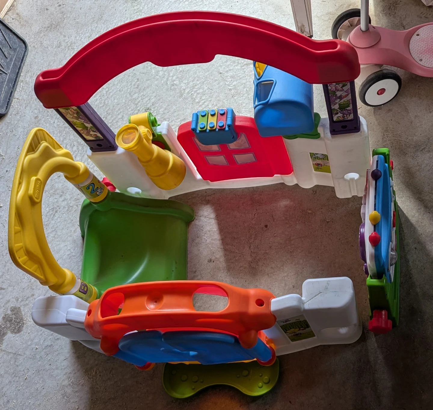Scooter, rocking horse, playhouse, wagon