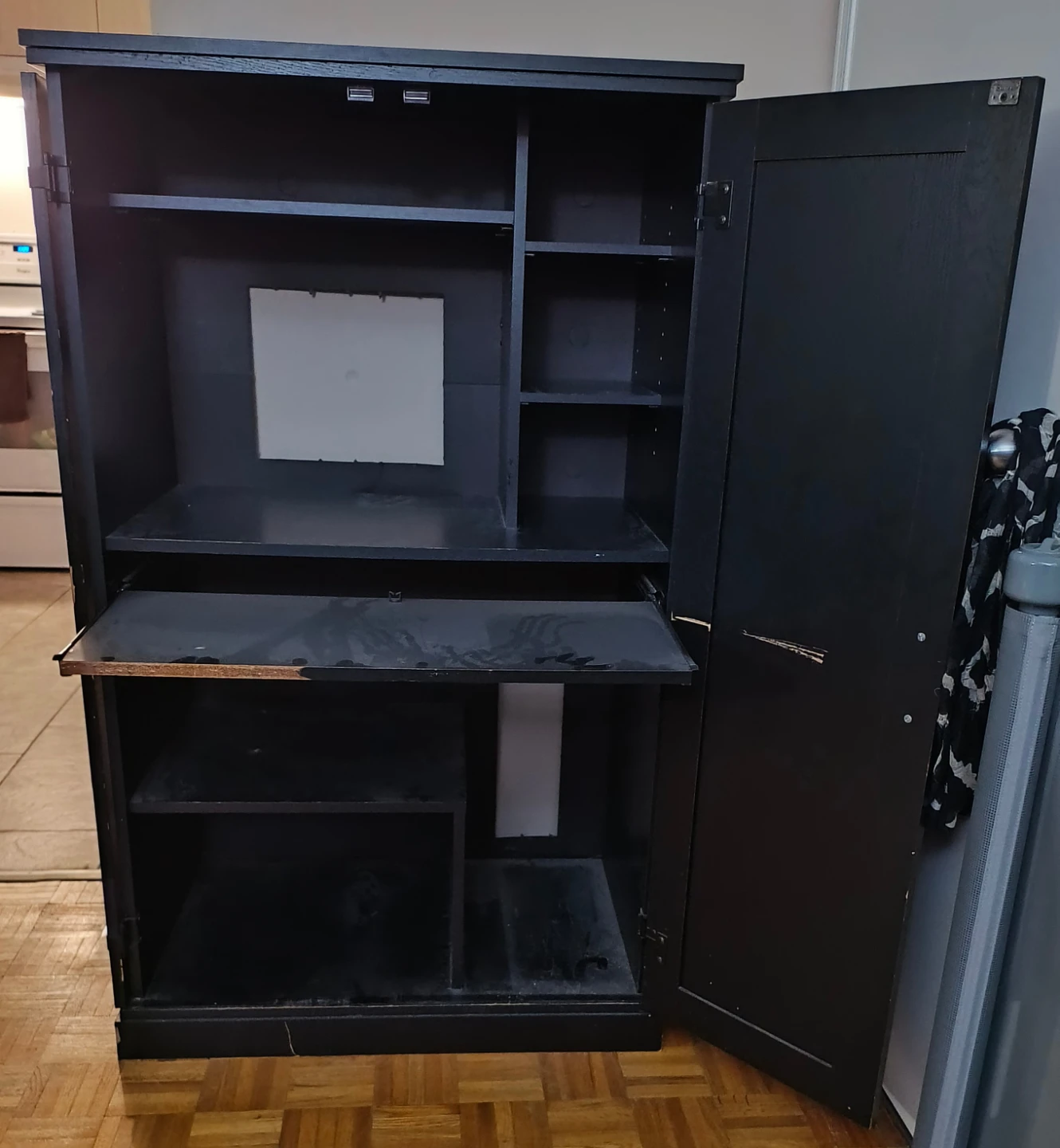 Black Computer Armoire with Shelves - photo 4