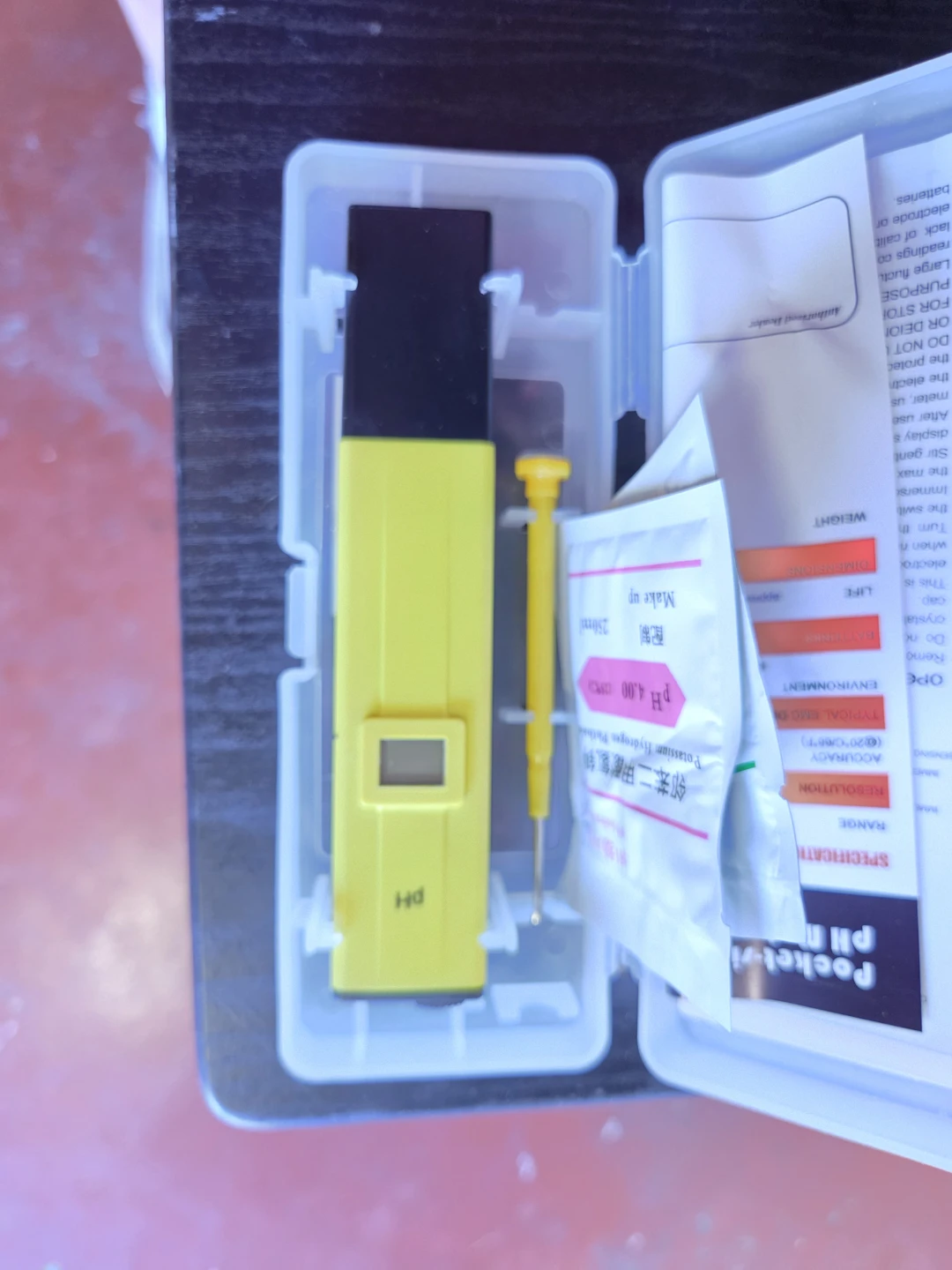 Yellow Digital pH Meter Tester with Calibration Powder