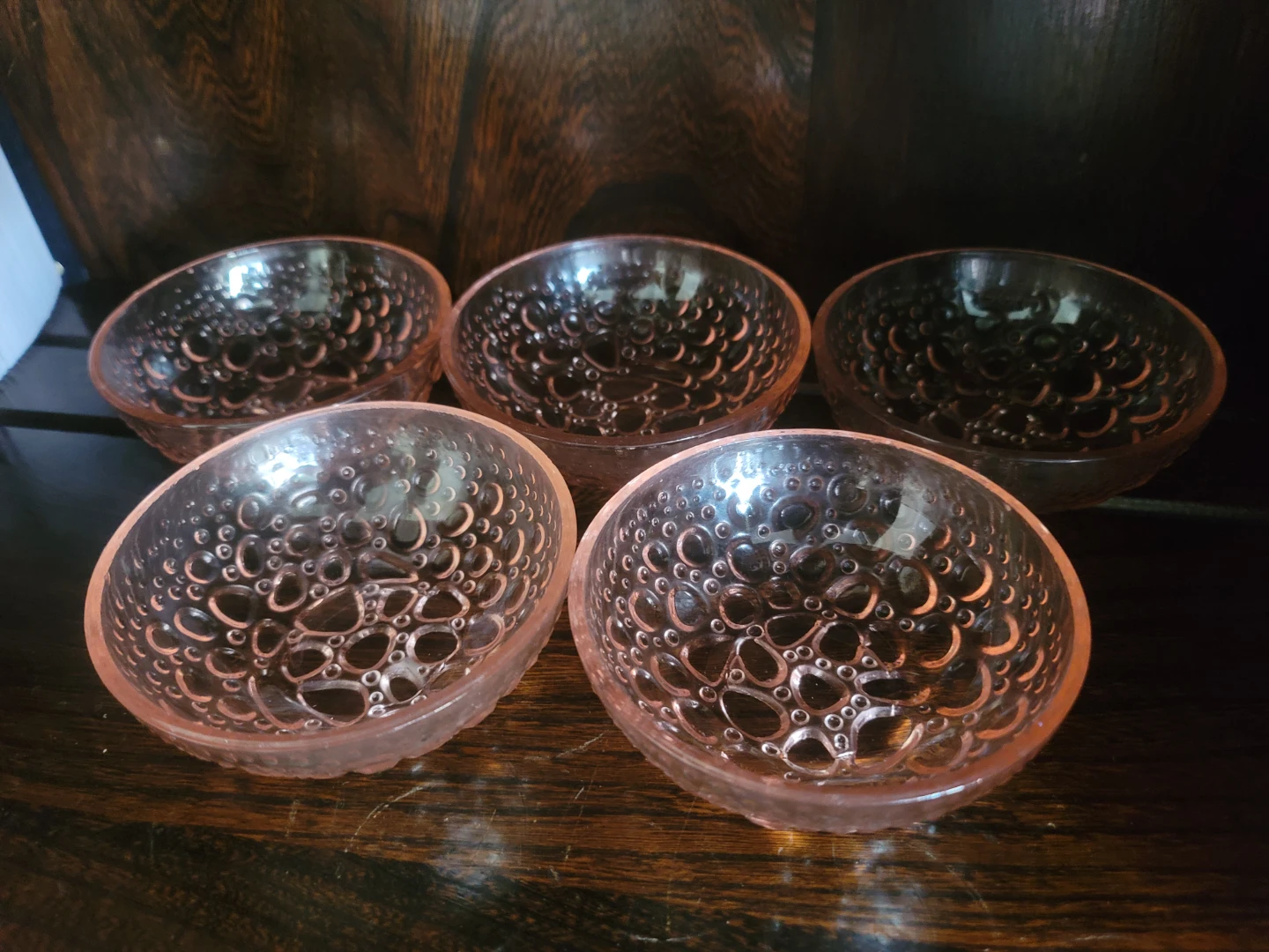Set of 5 Pink Glass Bowls
