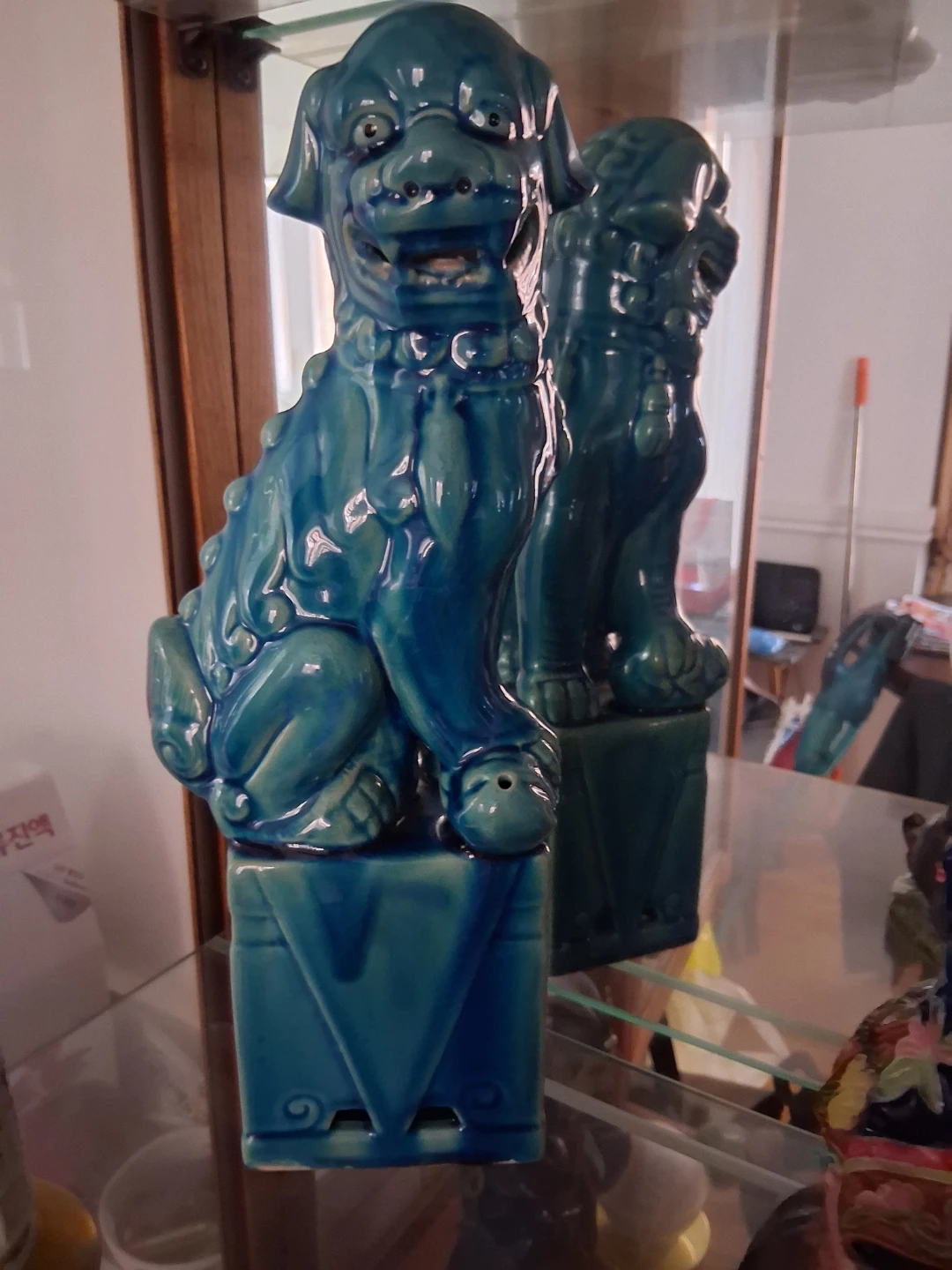Blue Ceramic Foo Dog Statue