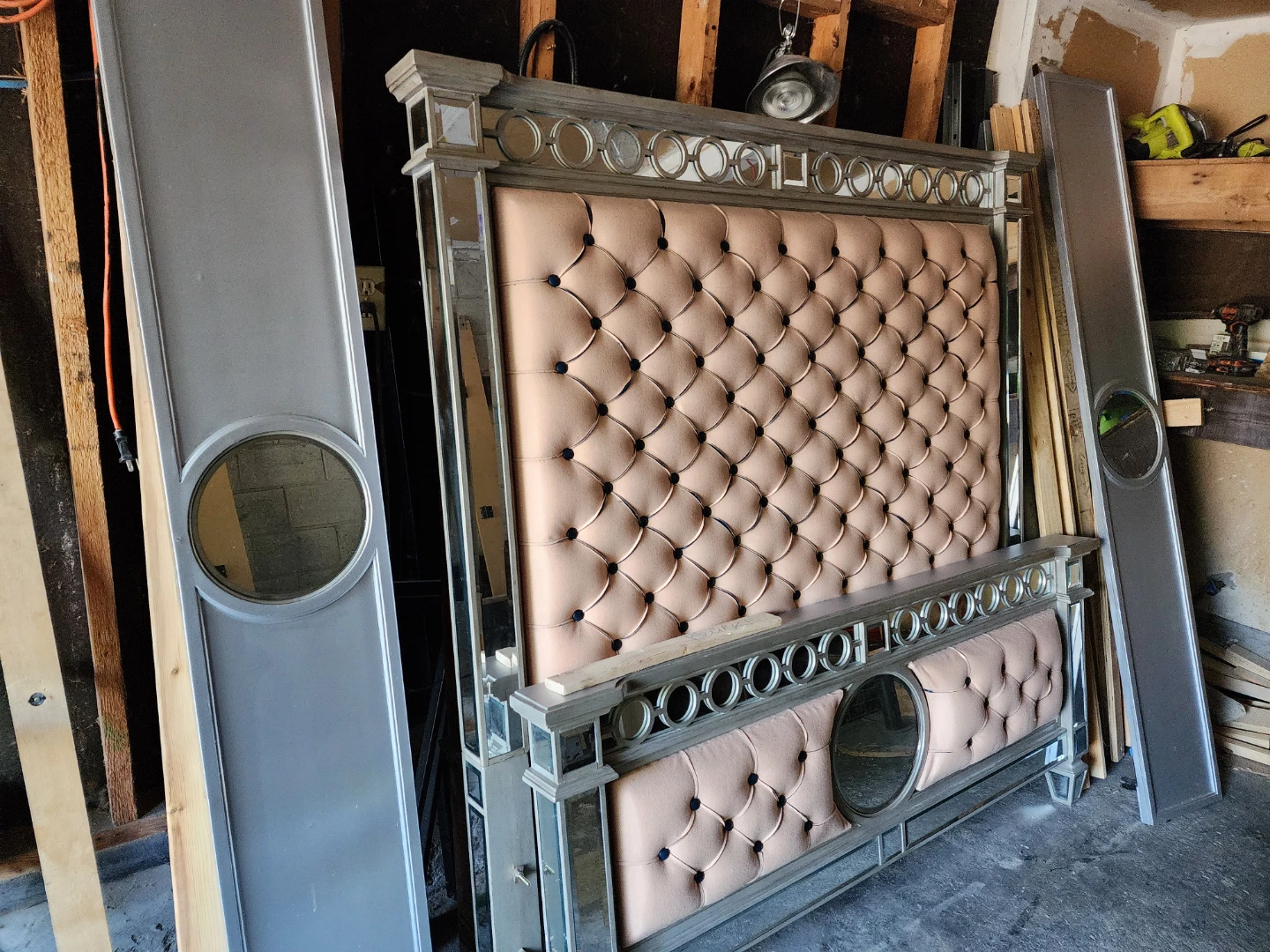 Tufted Mirrored Bed Frame - photo 2