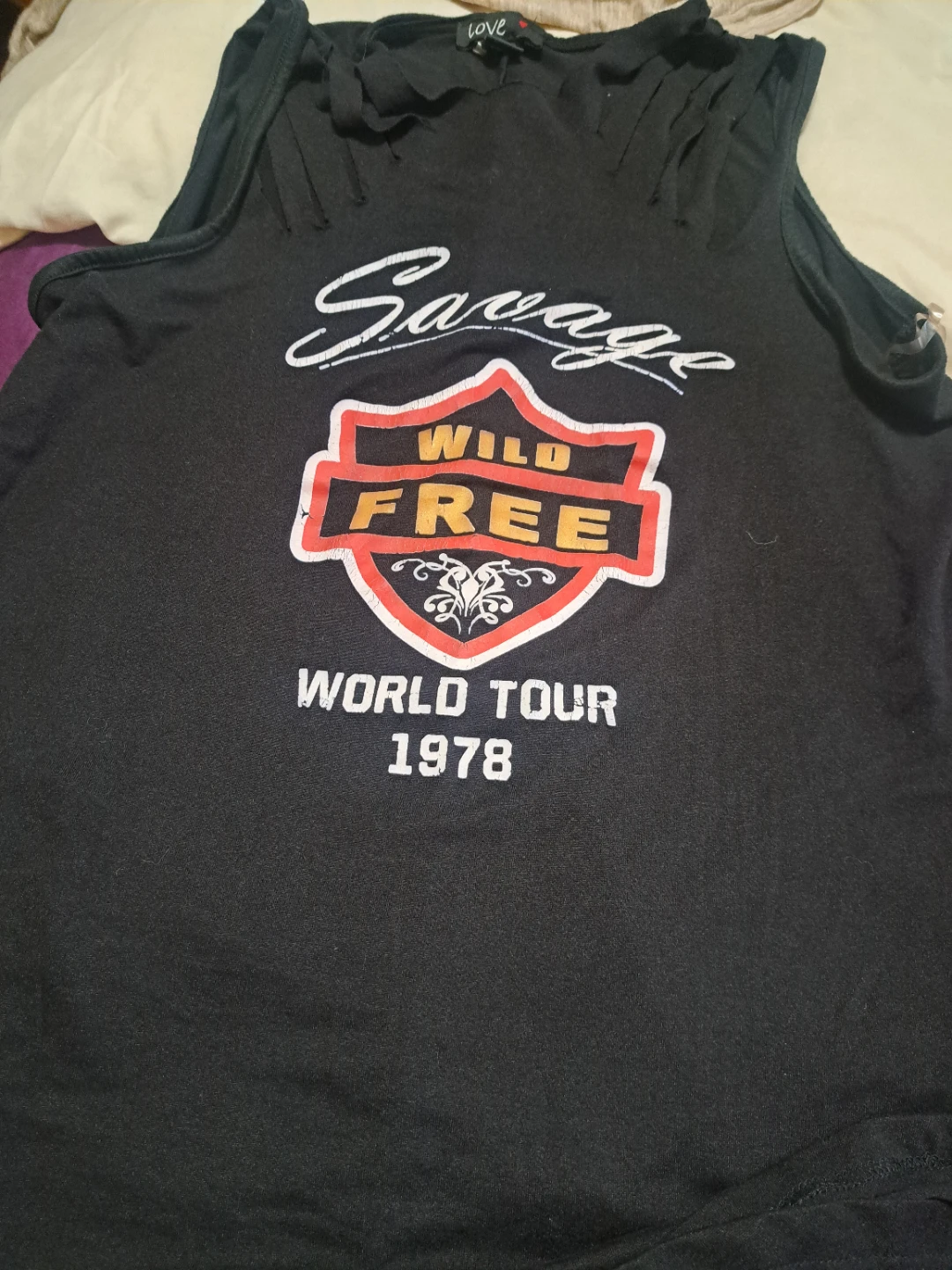 Love Women's 1X Black Savage Wild Free World Tour 1978 Tank Top