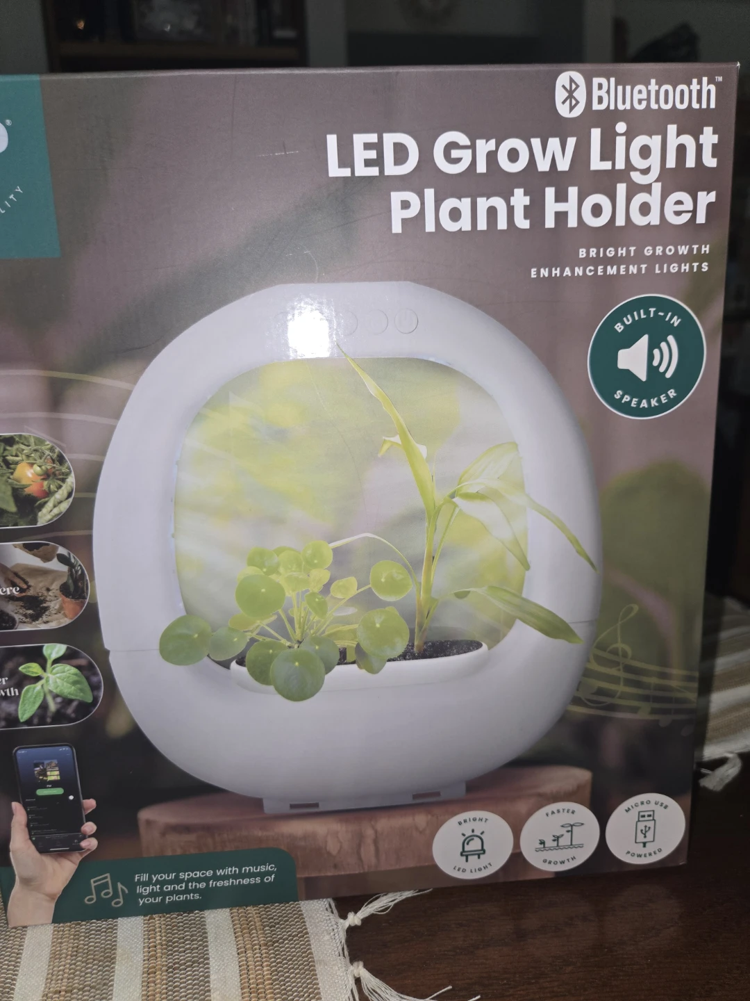LED Grow Light Plant Holder with Bluetooth Speaker