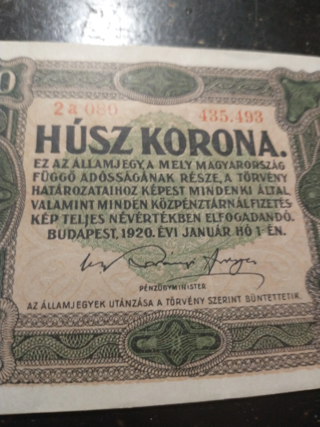 Hungary 20 Korona 1920 Uncirculated Banknote - photo 2