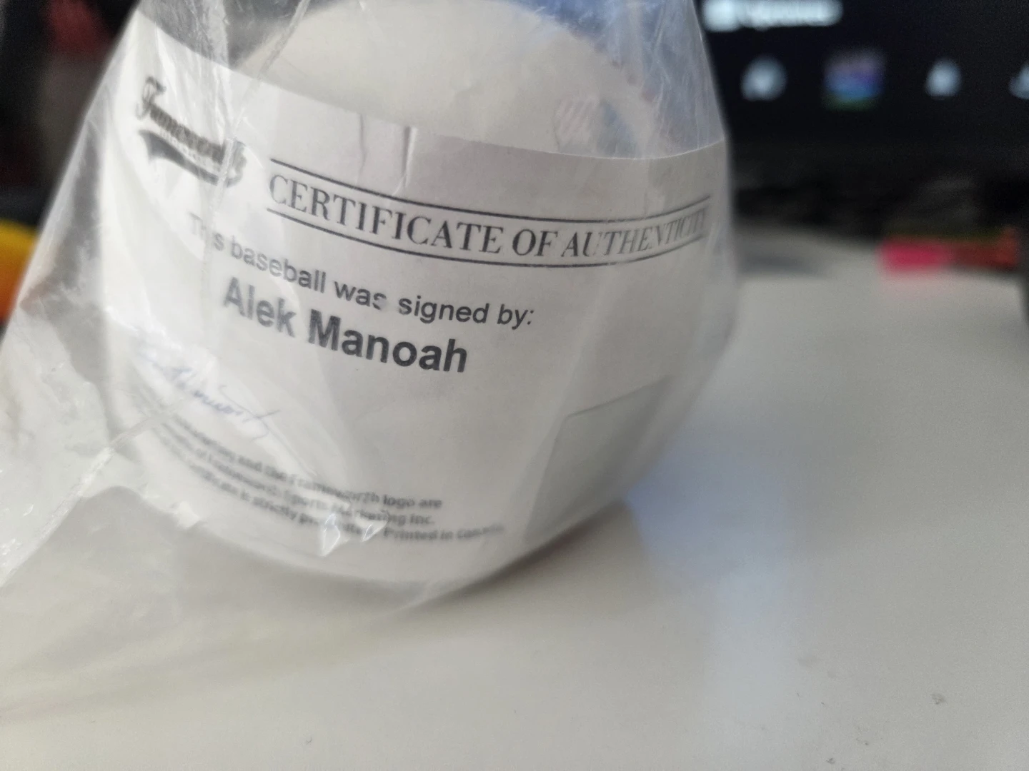 Rawlings Official League Baseball Signed by Alek Manoah - photo 2
