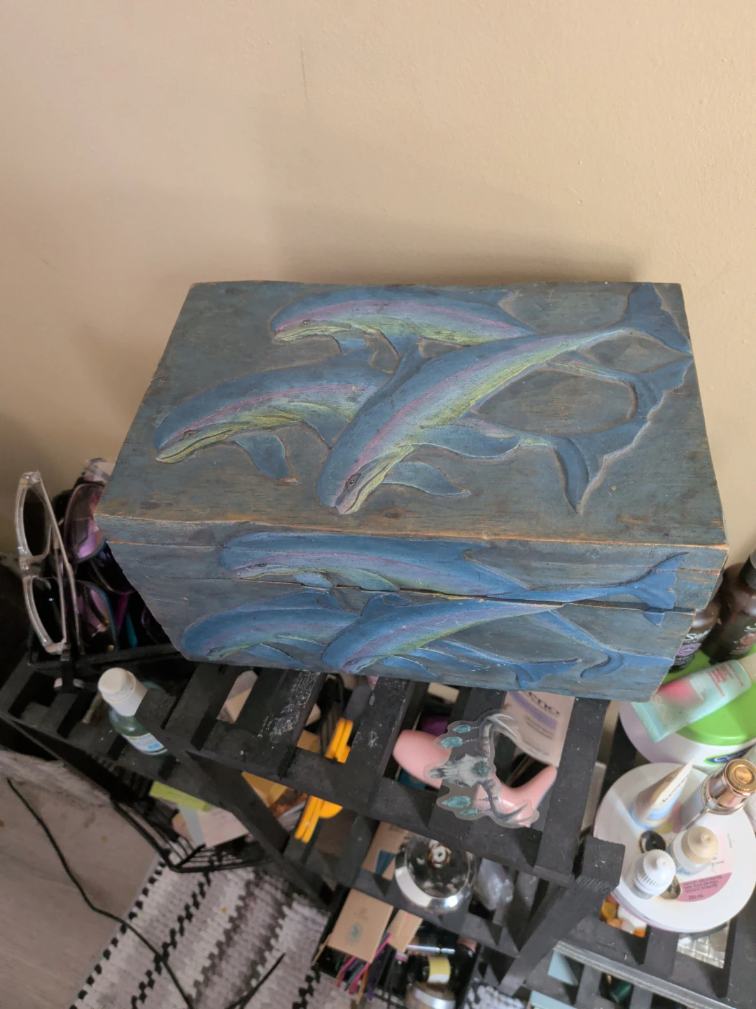Carved Dolphin Wooden Keepsake Box - photo 2