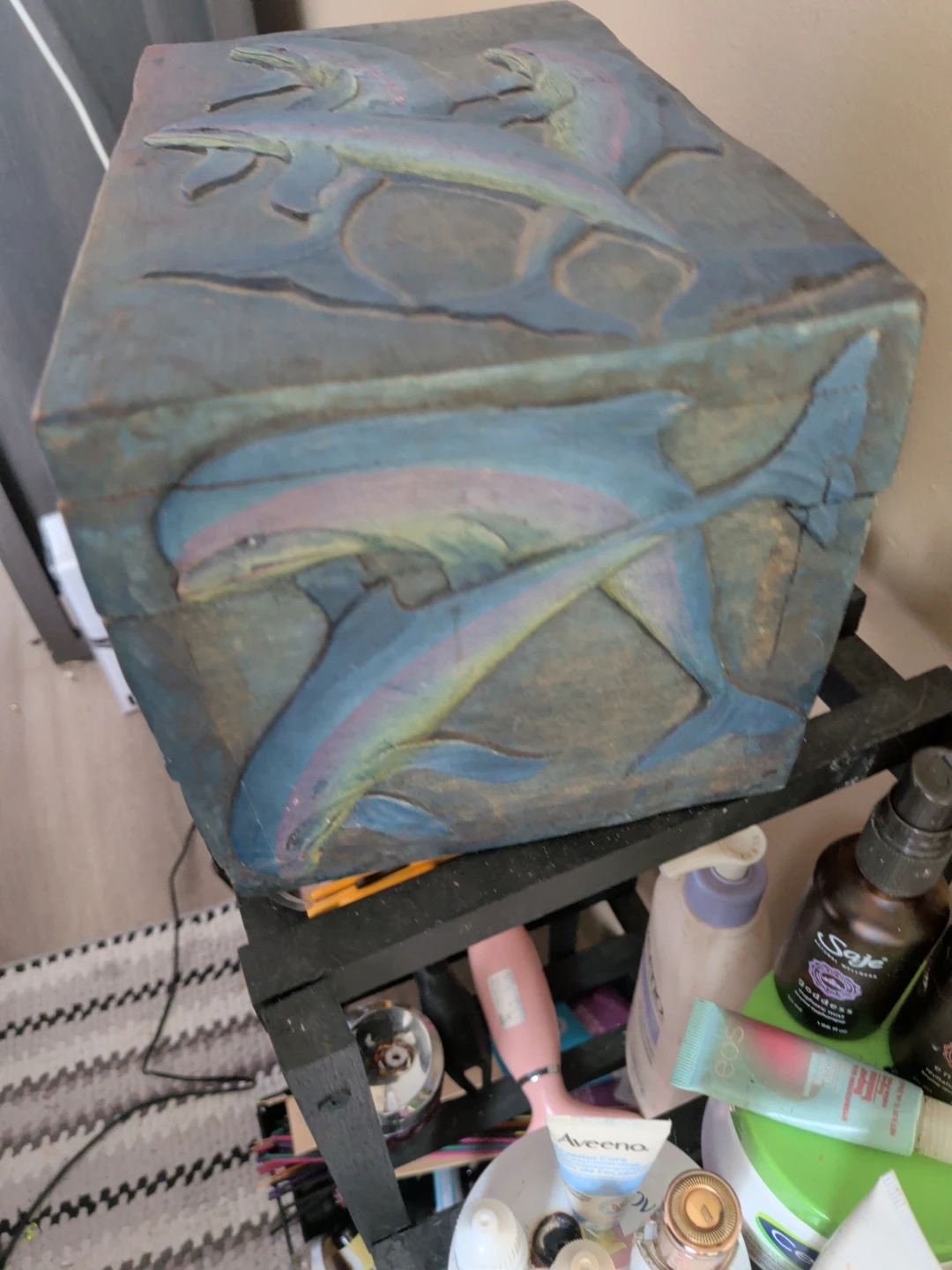 Carved Dolphin Wooden Keepsake Box - photo 4
