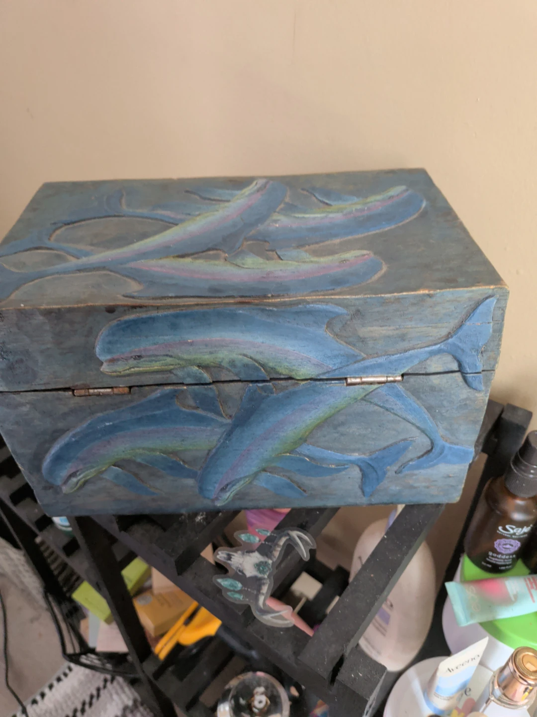 Carved Dolphin Wooden Keepsake Box - photo 5