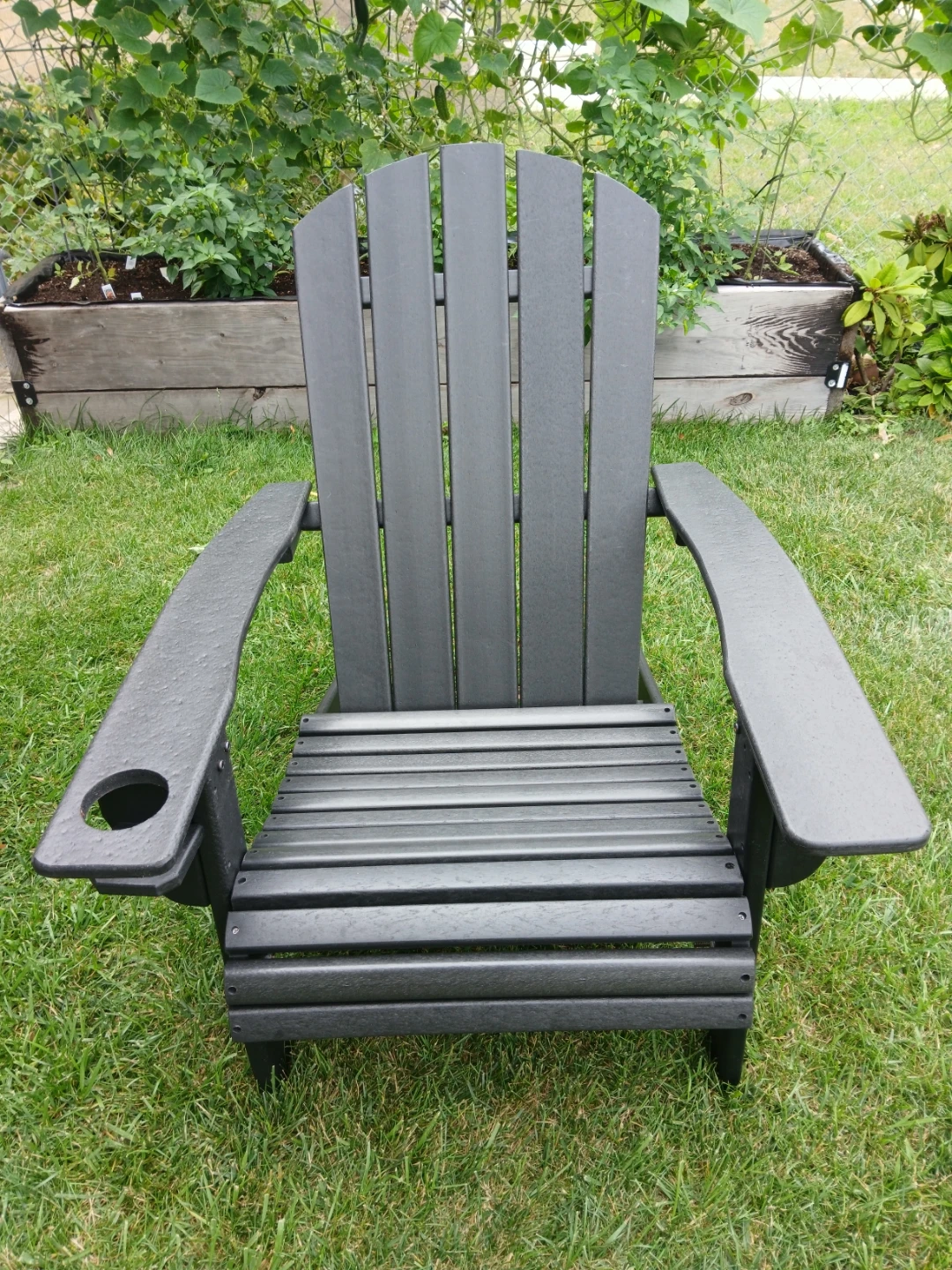 Black Adirondack Chair with Cup Holder plastic wood - photo 5