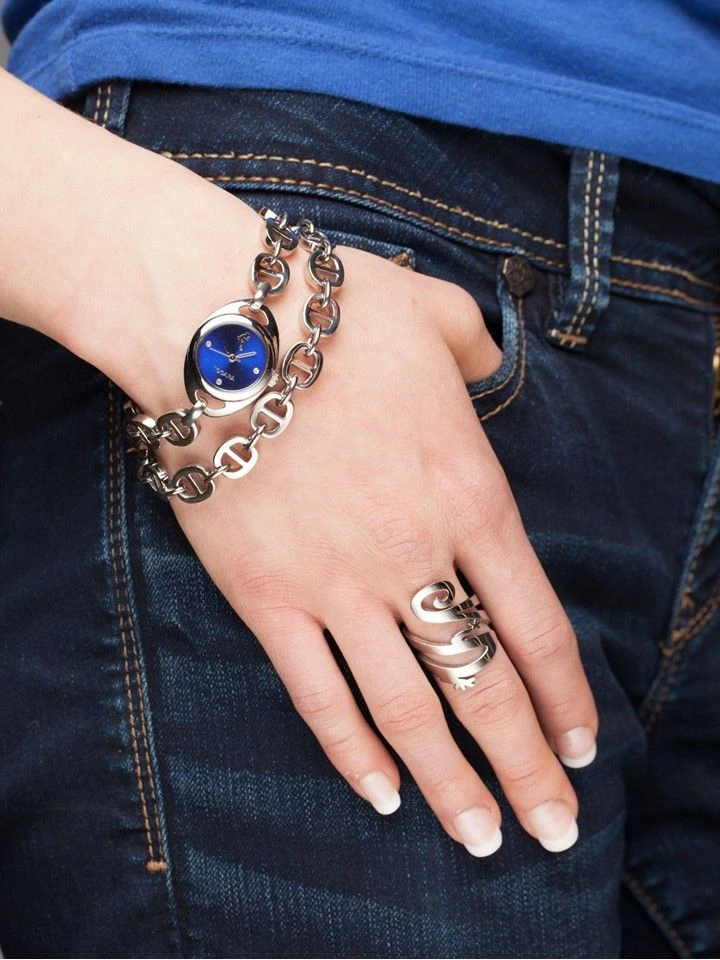 Tocara Silver Tone Blue Dial Wrap Watch - photo 2