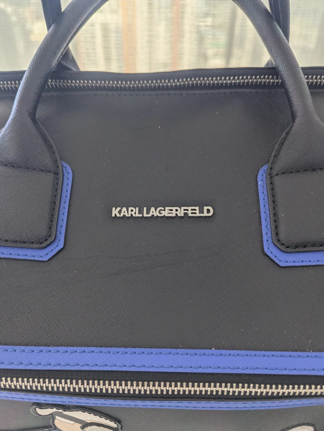 Karl Lagerfeld Black Duffle Bag with Blue Accents - photo 3