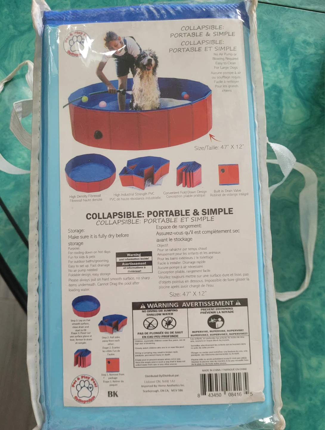 Collapsible Pool 47" x 12" kids & pets - photo 3