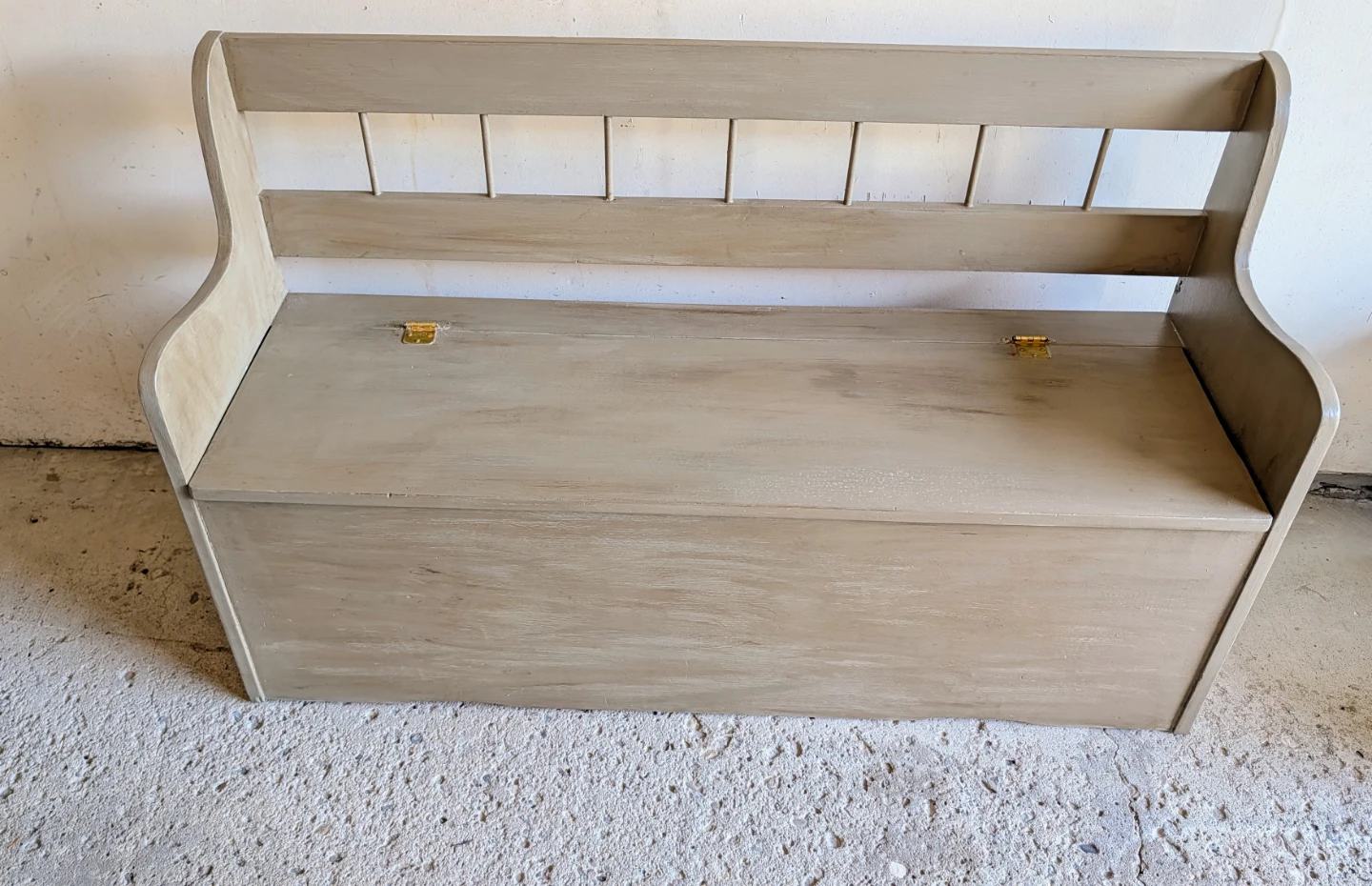 Wooden Storage Bench with Backrest