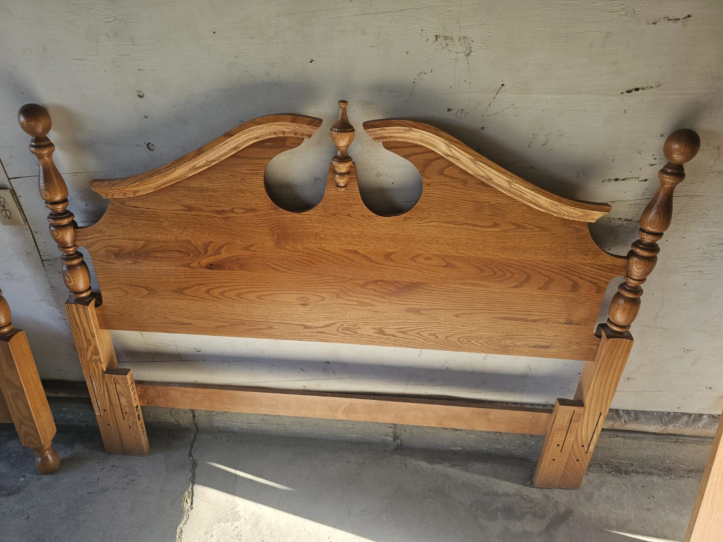Solid Oak Headboard and Bed Frame - photo 2
