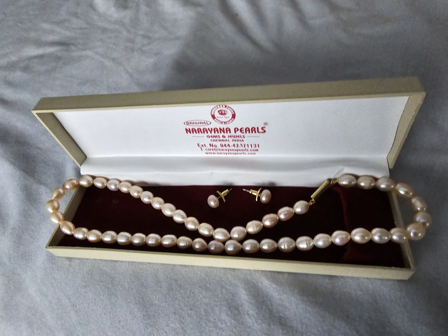 Narayana Genuine Cultured Freshwater Pearl Necklace & Earrings
