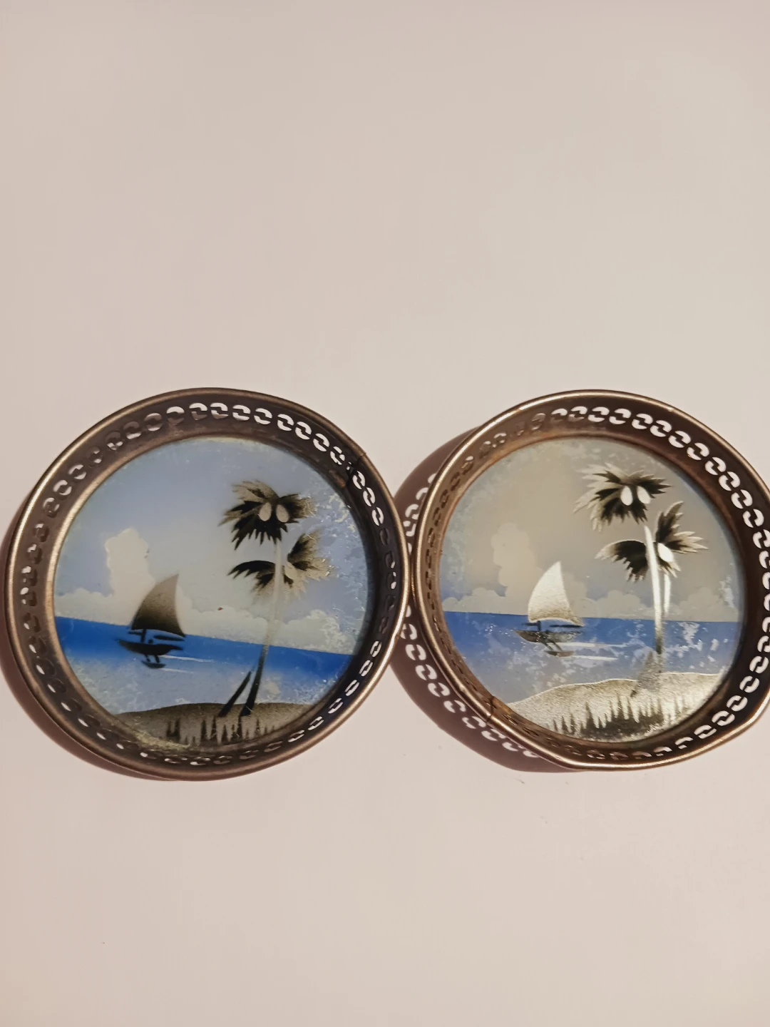 Set of 2 Vintage Handpainted Coasters