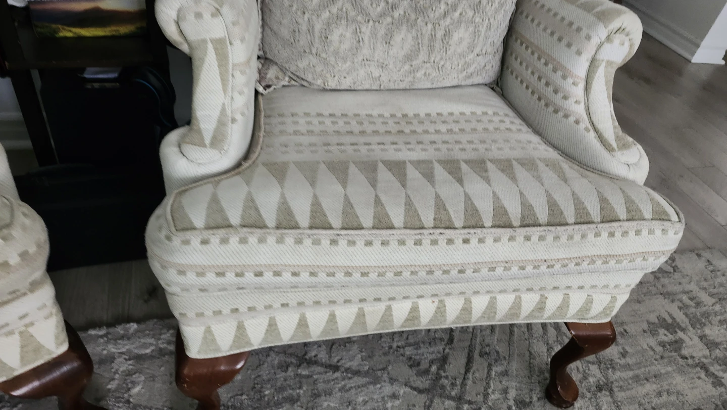 Wingback Armchair with Patterned Upholstery - photo 5