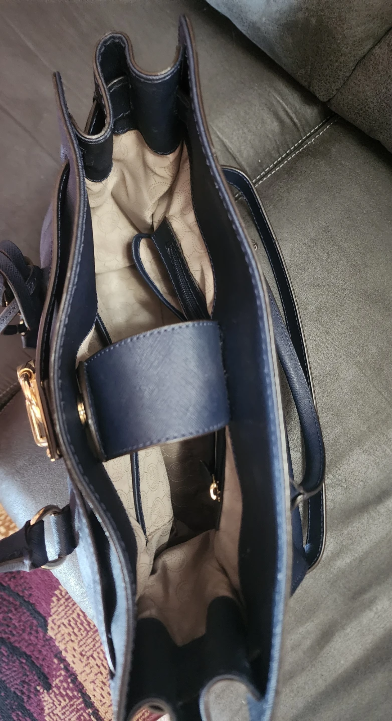Michael Kors Navy Blue Leather Satchel Handbag - photo 3