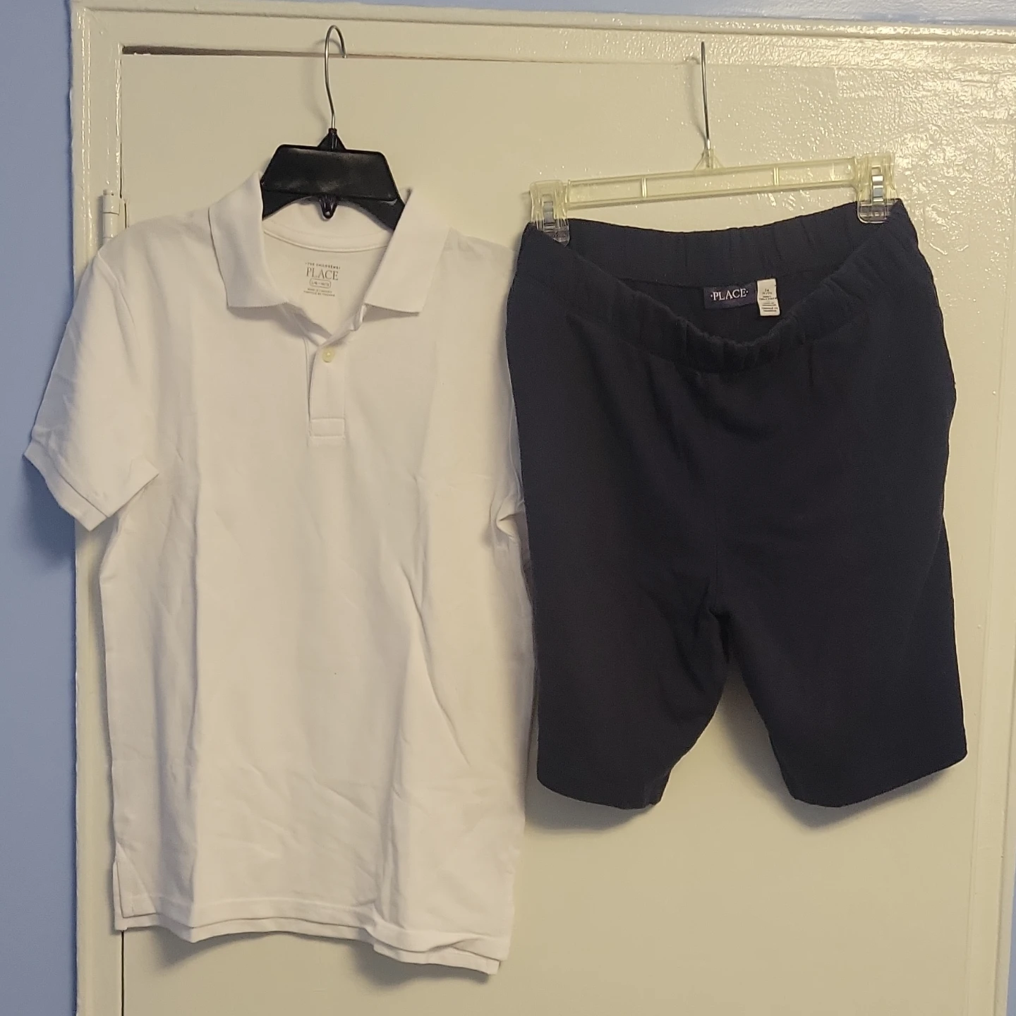 The Children's Place White Polo Shirt and Navy Shorts Set