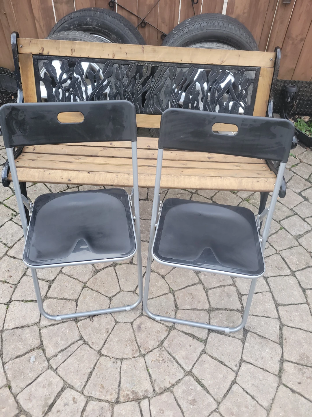 Set of 2 Black Folding Chairs - photo 3