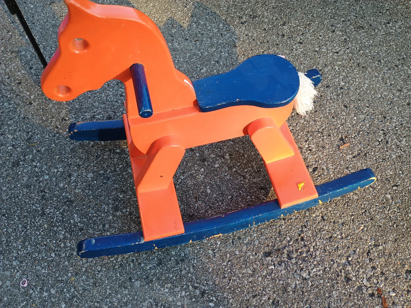 Orange and Blue Wooden Rocking Horse - photo 2