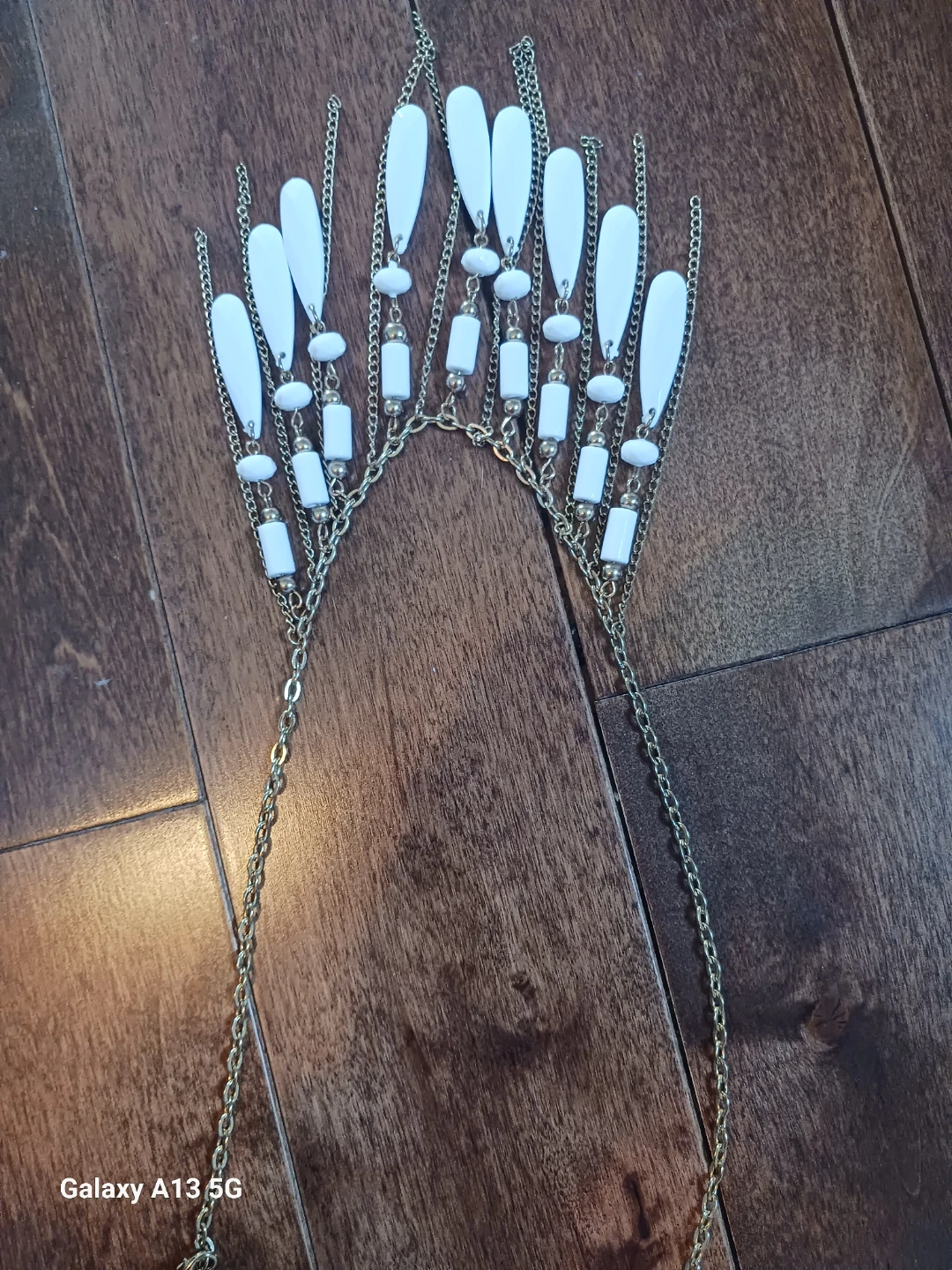 White and Gold Beaded Statement Necklace
