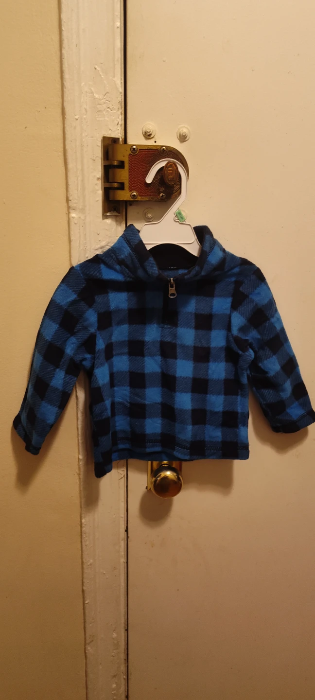 Blue and Black Plaid Fleece Pullover Shirt Size 18-24months