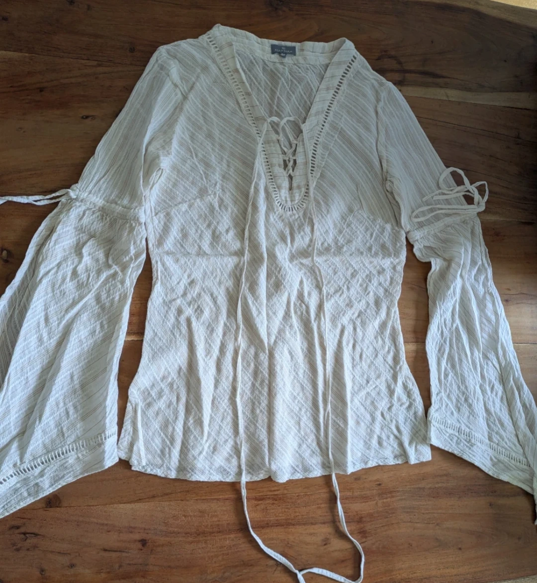 NAF NAF White Bell Sleeve Blouse