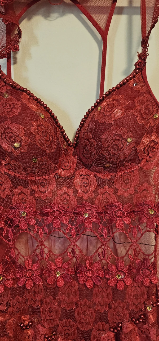Red Lace Babydoll Lingerie Set - photo 2