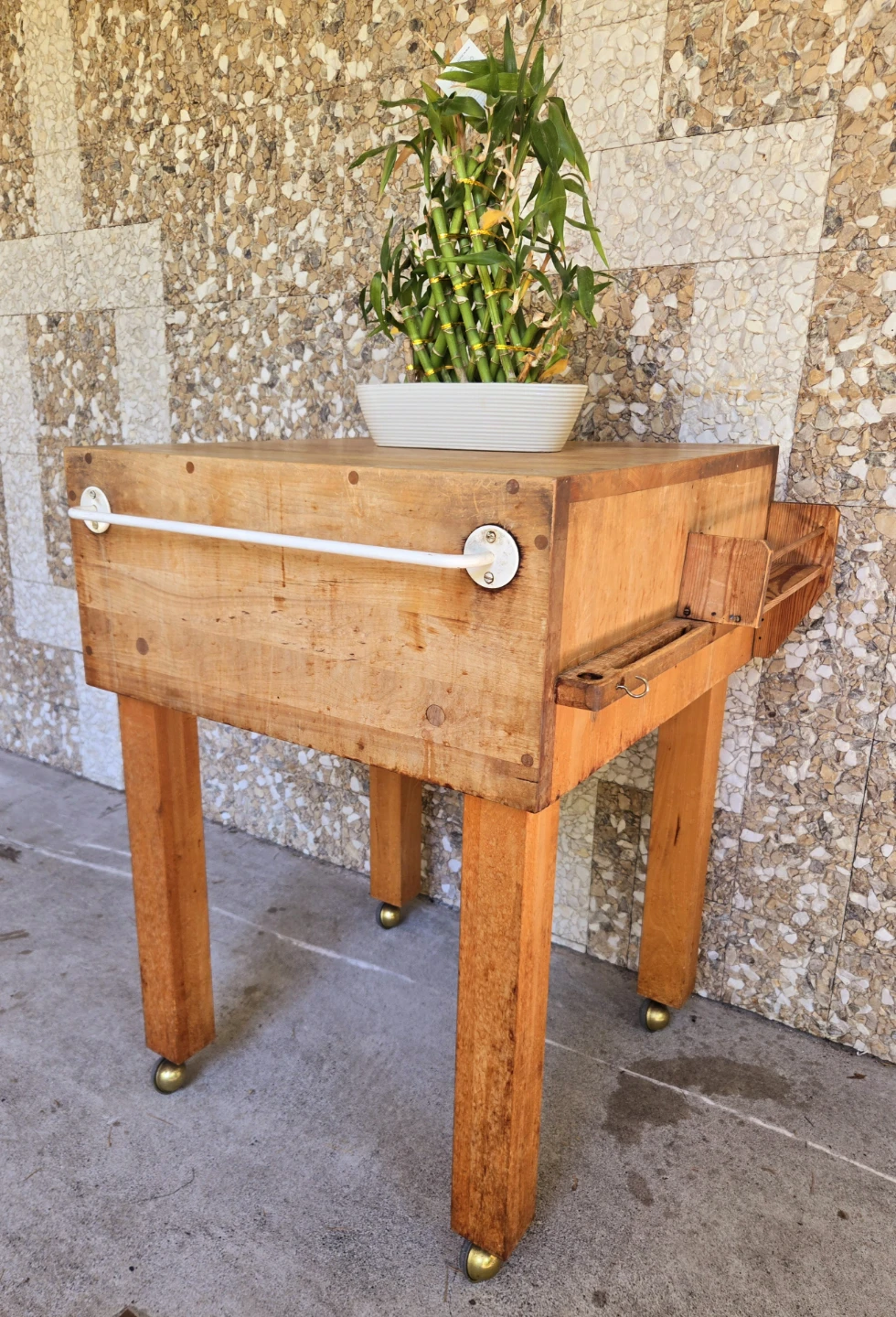 Solid Wood Butcher Block Kitchen Island On Rolling Caster Wheels - photo 4