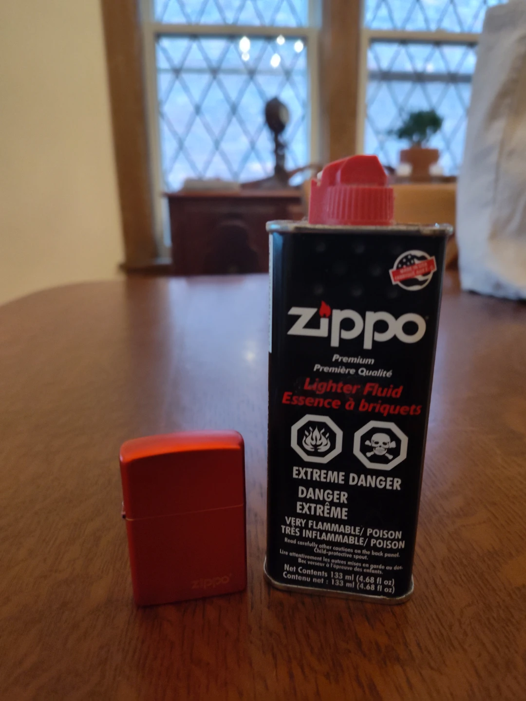 Zippo Red Lighter with Lighter Fluid