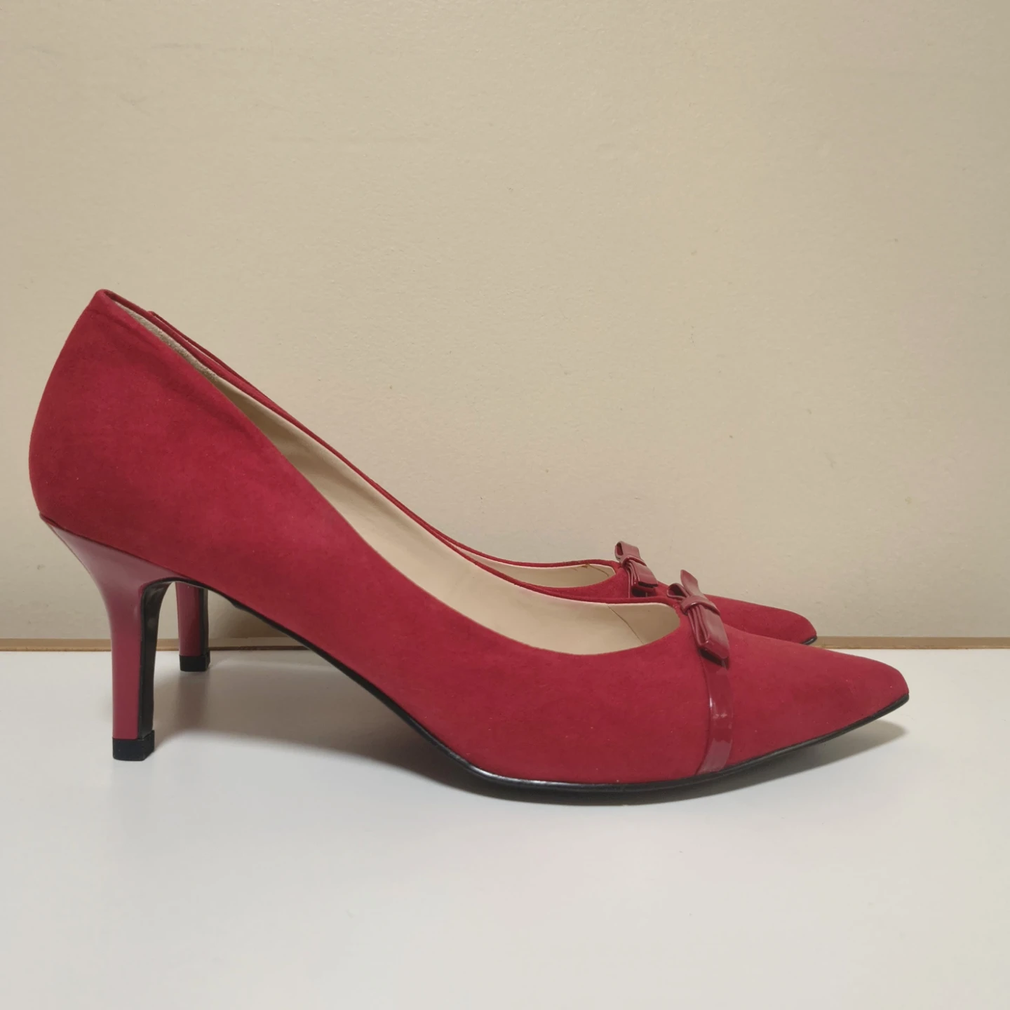 Nine West Red Suede Pointed Toe Heels