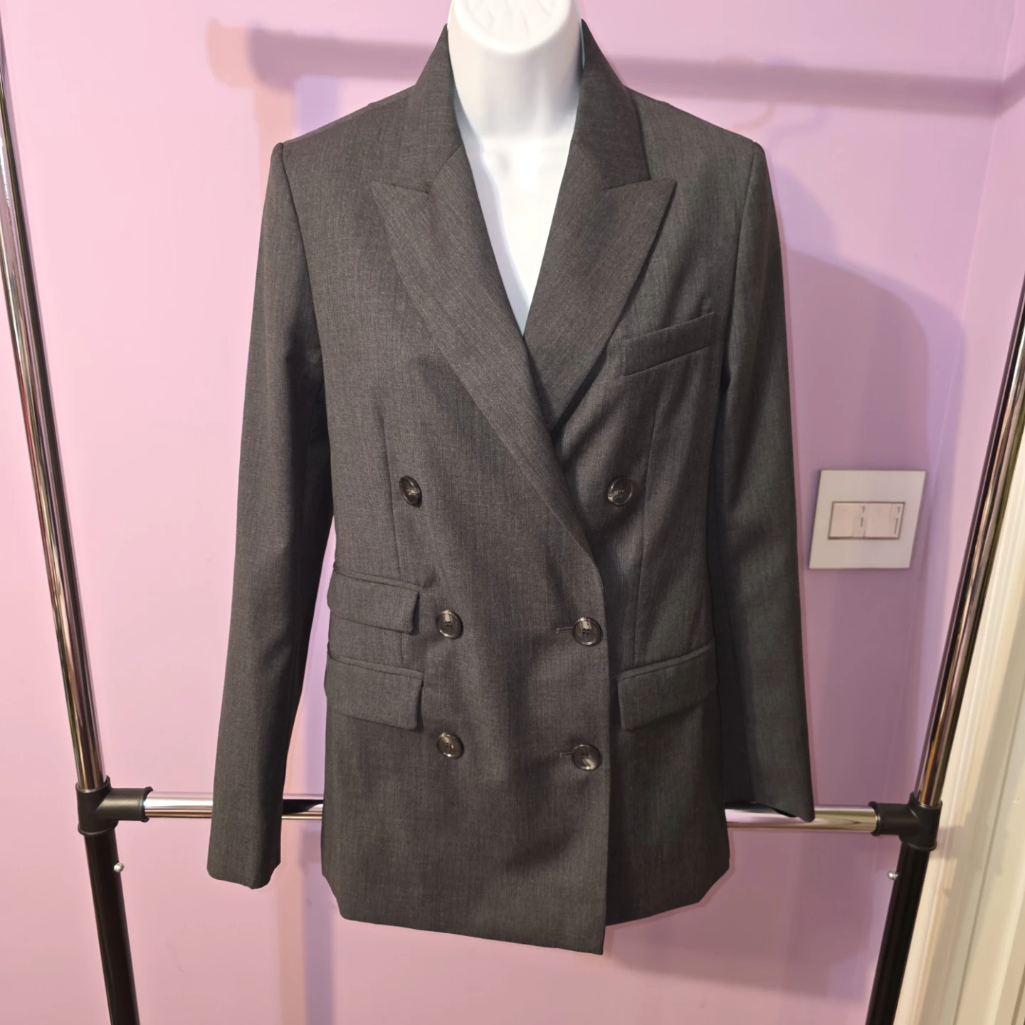 COS Double-Breasted Wool Blazer Grey Size 2 - photo 2