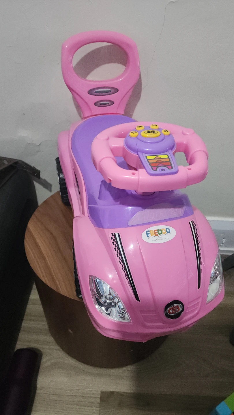 Pink Ride-On Car with Handle