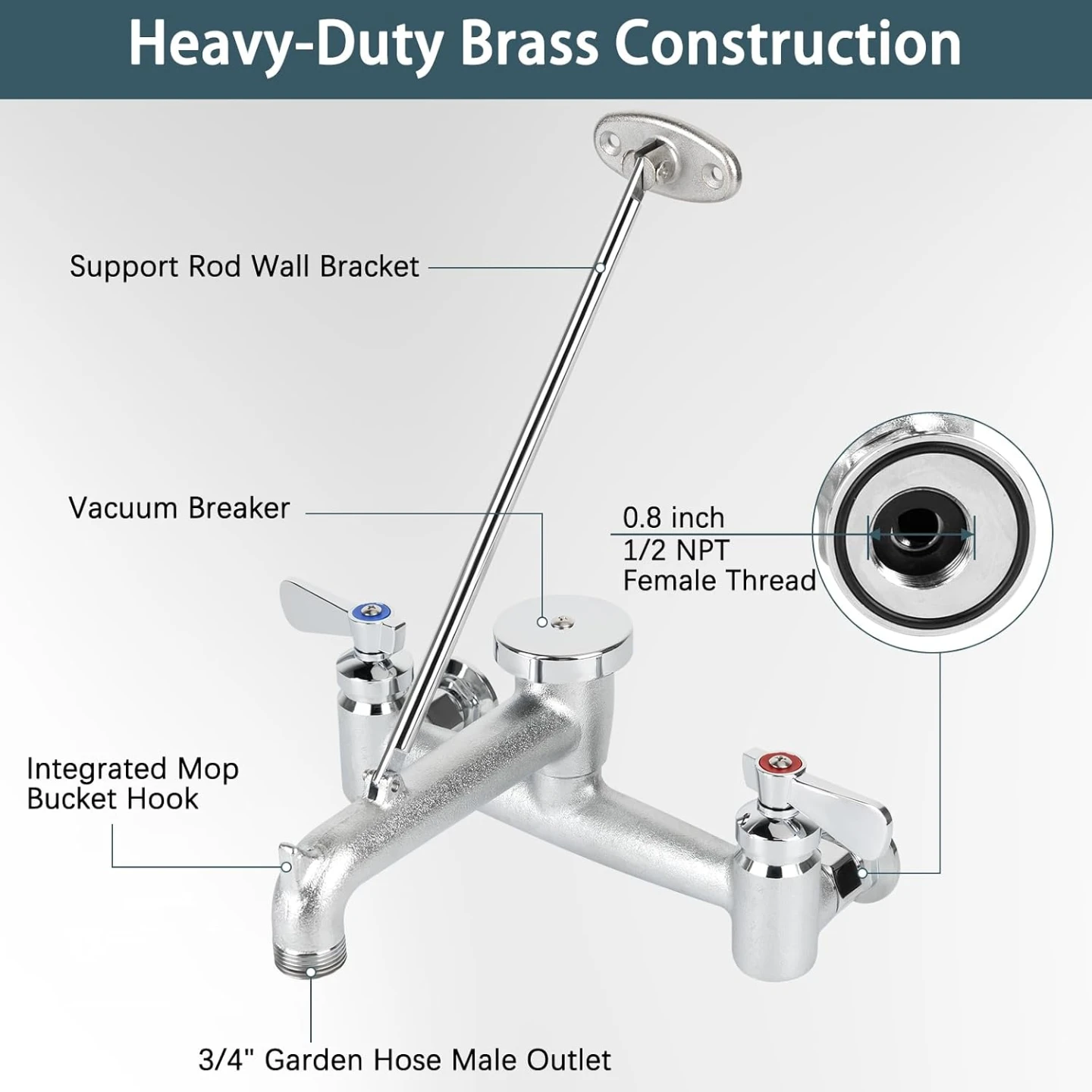 Wall Mount Faucet with Vacuum Breaker - photo 3