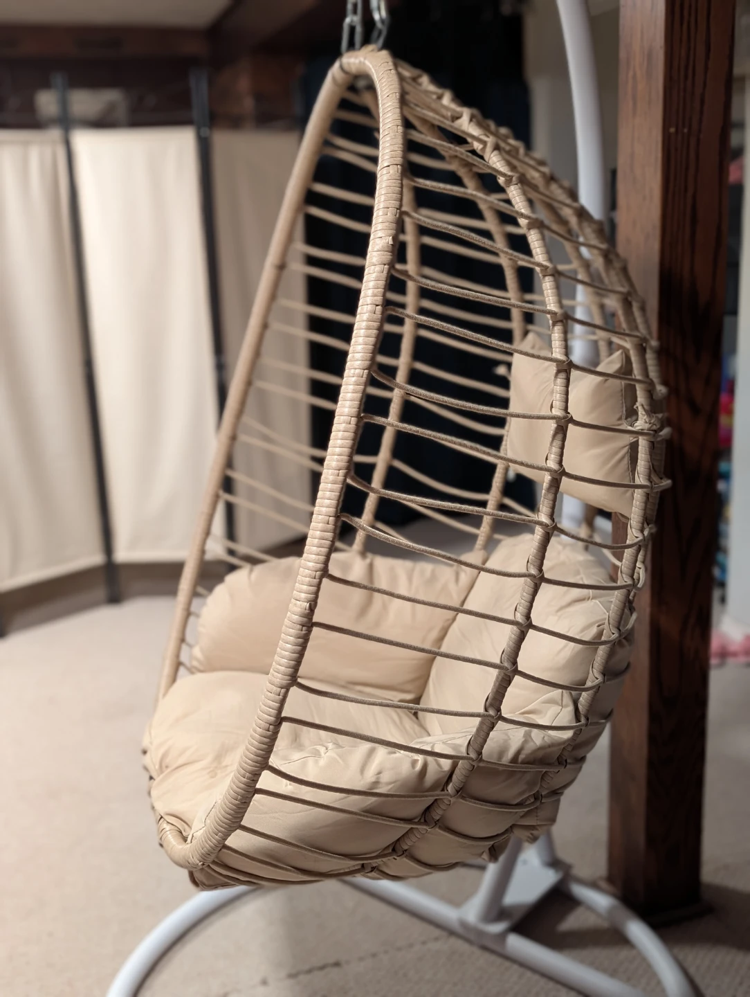 Hanging Egg Chair with Stand and Cushions - photo 4