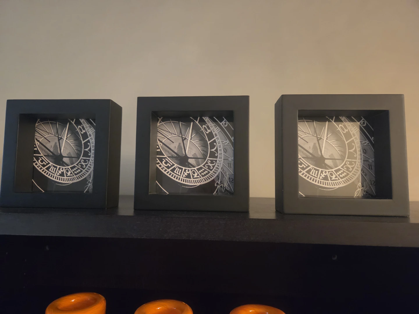 Set of 3 Black Astronomical Clocks