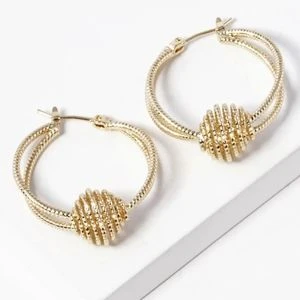 Gold-tone Love Knot Double Hoop Earrings in Box