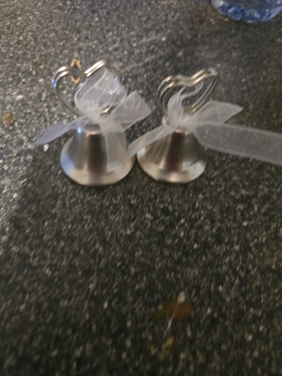 Set of 2 Silver Bells with White Ribbon