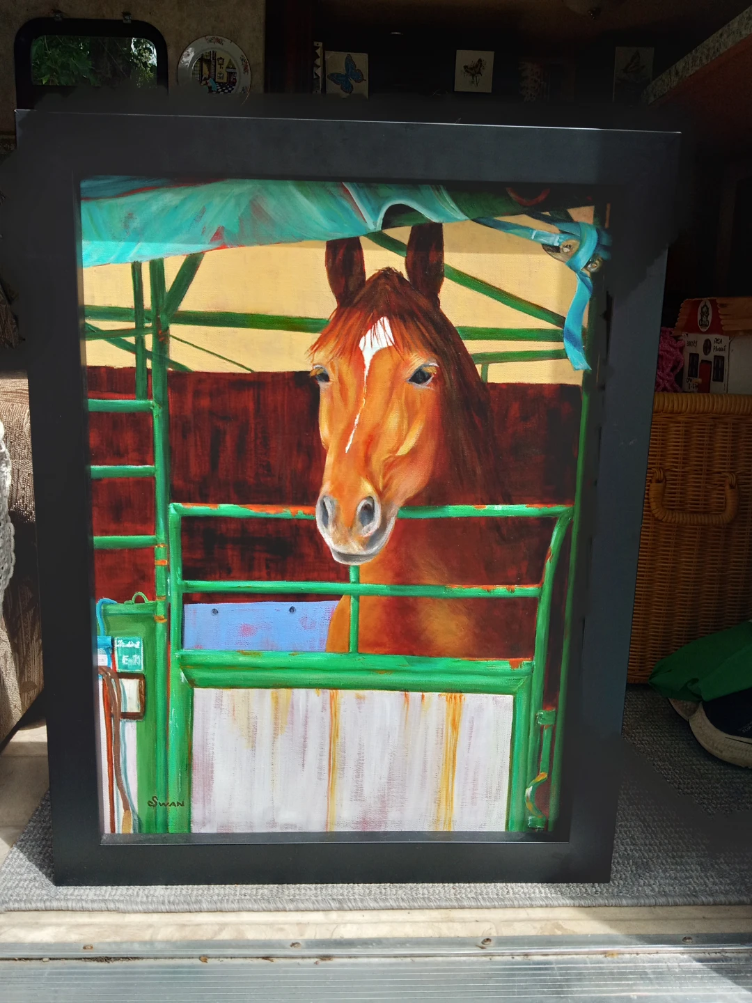 Original Painting of a Horse in a Stable