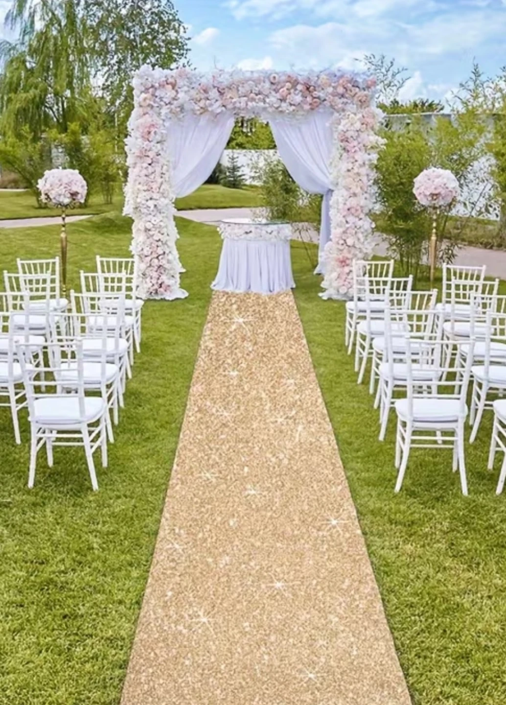 Buy 1 Get 1 Free Gold Glitter Aisle Runner for Weddings / Events - photo 2
