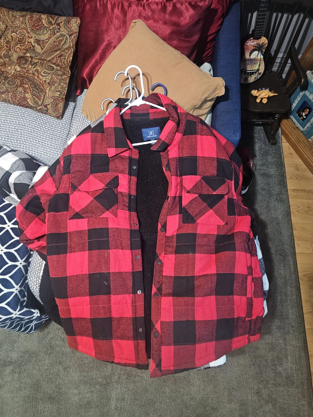 George Flannel Sherpa Lined Shirt Jacket 2XL